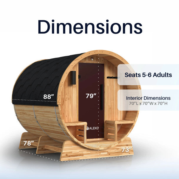 ALEKO - Liatris Rustic Cedar Barrel Sauna with Front Porch Canopy - 5-6 Person