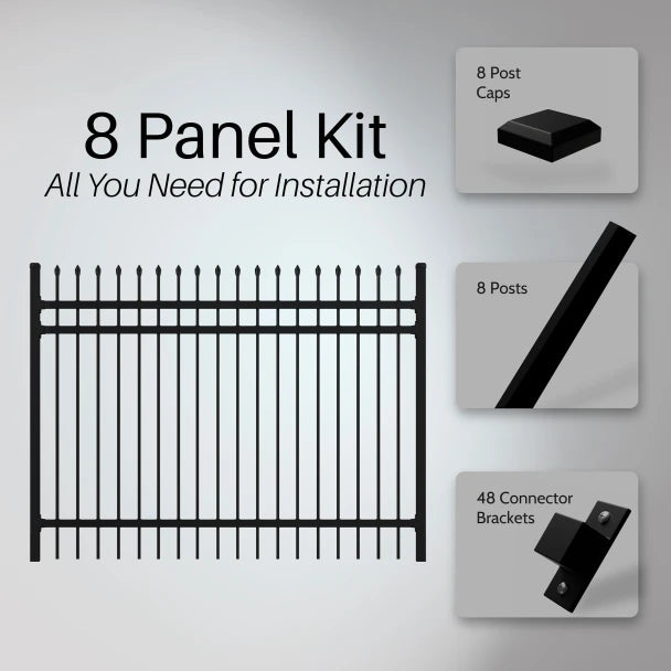 ALEKO - Commercial Grade Steel Fence Kit – Brussels Style – 8 Panels (8x6 ft.)