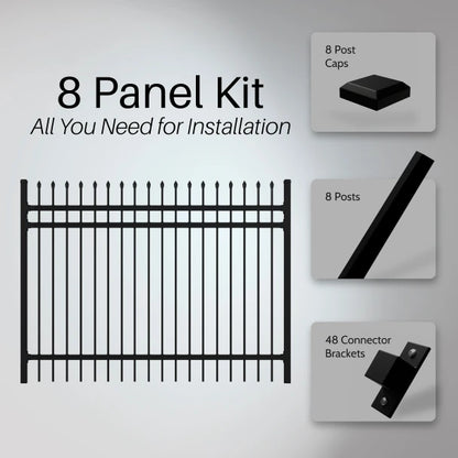 ALEKO - Commercial Grade Steel Fence Kit – Brussels Style – 8 Panels (8x6 ft.)