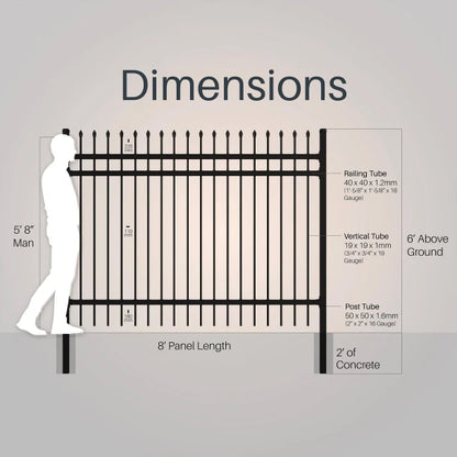 ALEKO - Commercial Grade Steel Fence Kit – Brussels Style – 8 Panels (8x6 ft.)