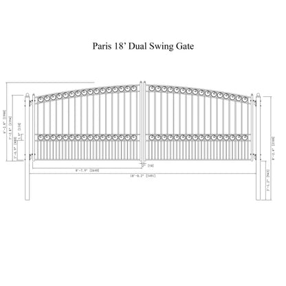ALEKO - Steel Dual Swing Driveway Gate - PARIS Style - 18 x 6 Feet