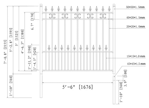 ALEKO - DIY Wrought Iron Ornamental Fence - Venice Style - 5.5 x 5 Foot