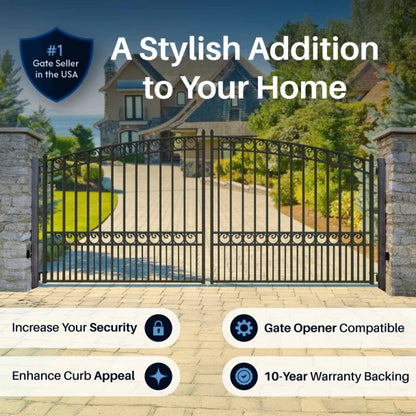 ALEKO - Steel Dual Swing Driveway Gate - PARIS Style - 18 x 6 Feet