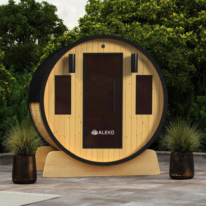 ALEKO - Celasia White Finland Pine Barrel Sauna - 3-4 Person