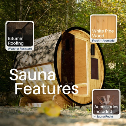 ALEKO - Celasia White Finland Pine Barrel Sauna - 3-4 Person