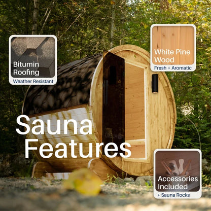 ALEKO - Anémona White Finland Pine Barrel Sauna - 3-4 Person