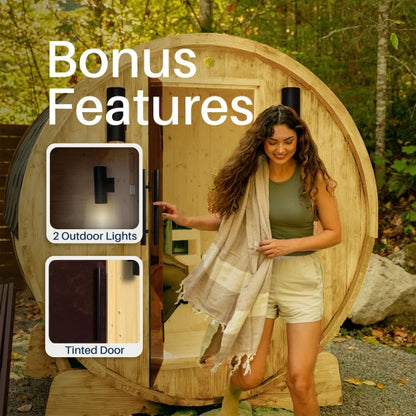 ALEKO - Anémona White Finland Pine Barrel Sauna - 3-4 Person