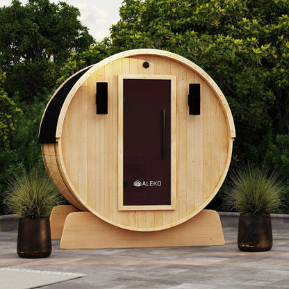 ALEKO - Anémona White Finland Pine Barrel Sauna - 3-4 Person