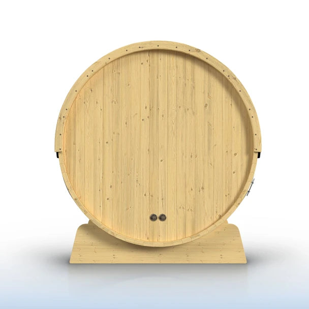 ALEKO - Anémona White Finland Pine Barrel Sauna with Front Porch Canopy - 2-4 Person