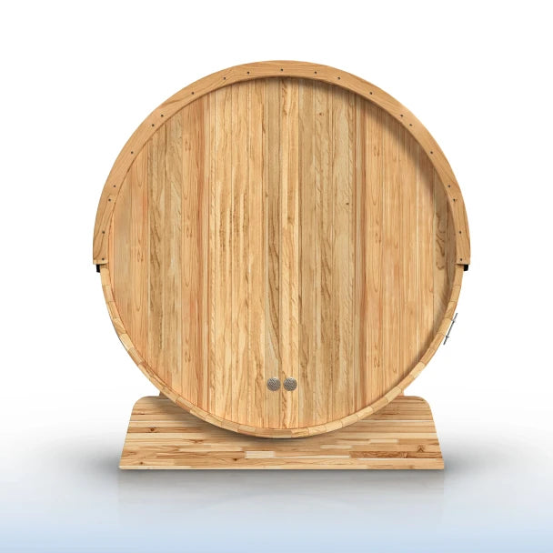 ALEKO - Liatris Rustic Cedar Barrel Sauna with Front Porch Canopy - 5-6 Person