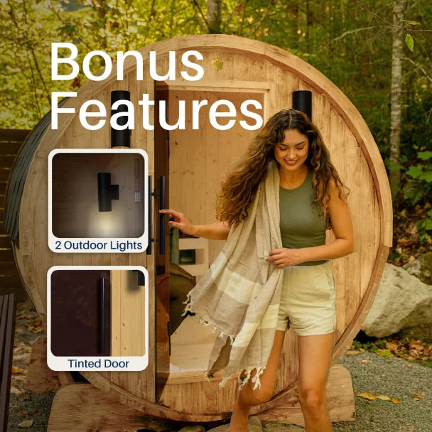 ALEKO - Liatris Red Cedar Barrel Sauna with Panoramic Window - 6-8 Person