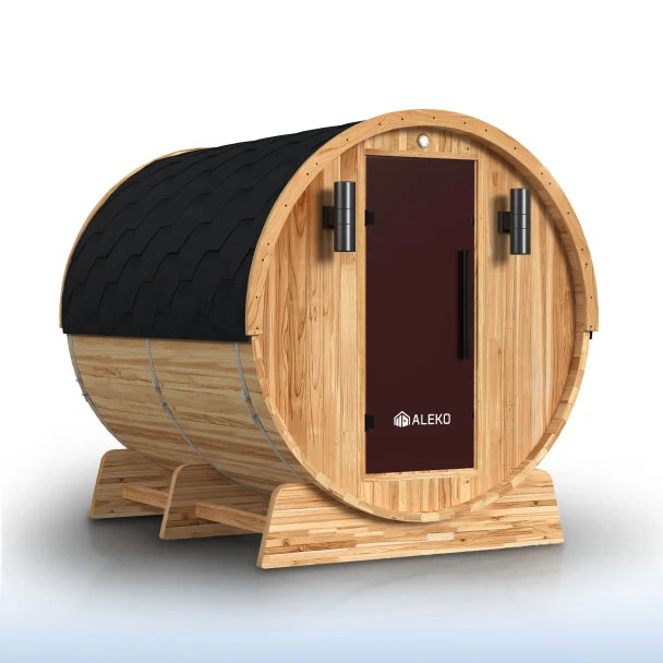 ALEKO - Liatris Red Cedar Barrel Sauna with Panoramic Window - 6-8 Person