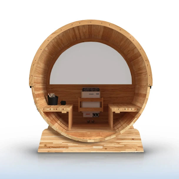ALEKO - Liatris Red Cedar Barrel Sauna with Panoramic Window - 6-8 Person