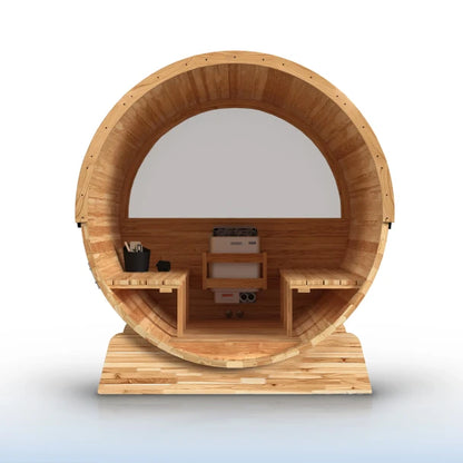 ALEKO - Liatris Red Cedar Barrel Sauna with Panoramic Window - 6-8 Person
