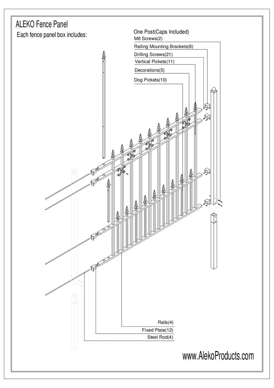 ALEKO - DIY Wrought Iron Ornamental Fence - Venice Style - 5.5 x 5 Foot