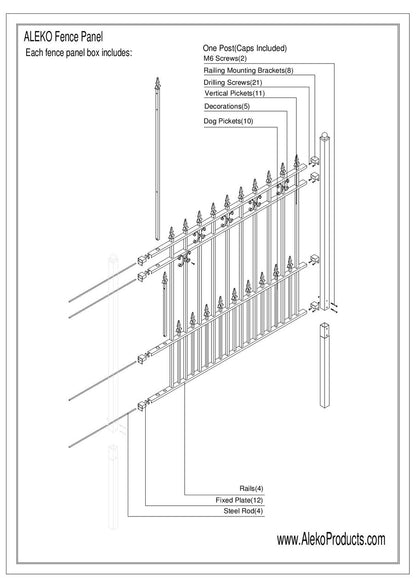 ALEKO - DIY Wrought Iron Ornamental Fence - Venice Style - 5.5 x 5 Foot