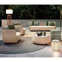 Outdoor Lounge Set Crafted for All-Weather Entertaining, Handwoven Wicker, Powder-Coated Aluminum