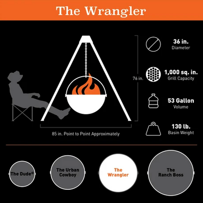 Cowboy Cauldron - The Wrangler - 36 in. Diameter / 130 lb. Basin