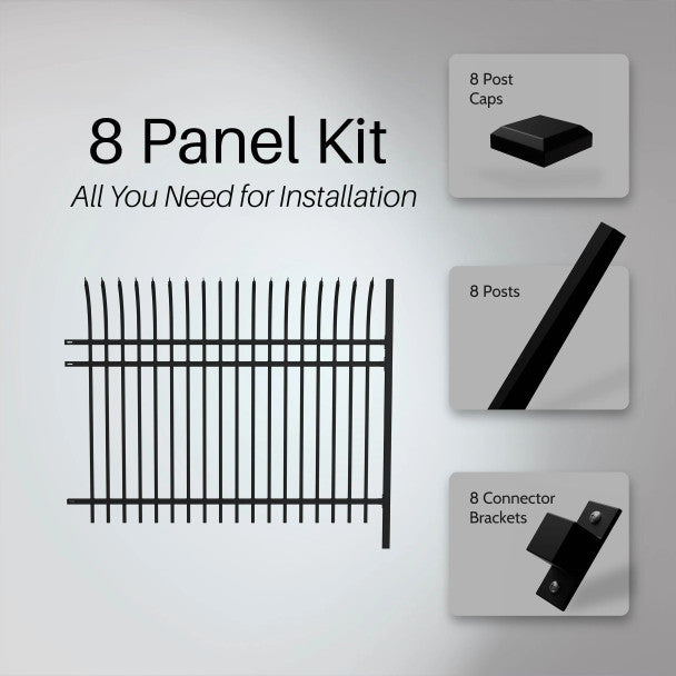 ALEKO - Commercial Grade 8-Panel Steel Fence Kit – Athens – 8x6 ft. Each