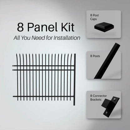ALEKO - Commercial Grade 8-Panel Steel Fence Kit – Athens – 8x6 ft. Each